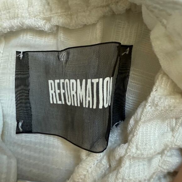 Reformation Womens White Smocked Turtle Neck‎ Long Sleeve Blouse - Picture 3 of 10